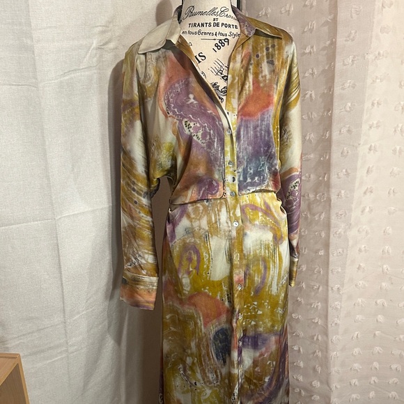 Zara Multicolor Swirl Button-Front Maxi Dress - Picture 2 of 2